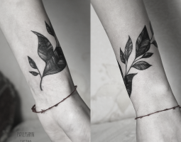 листья на руке